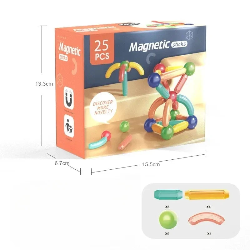 Assembled Magnetic Building Blocks Cube Set Early Education Toys Brain Development Puzzle for Baby Creative Magnetic Rod Toy