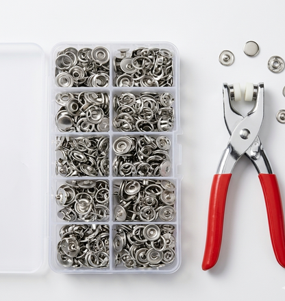 200pcs 12mm Ring Prong Snap Button Kit with Fastener Plier Tool