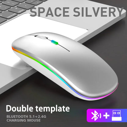 Wireless Bluetooth Mouse 2.4G Dual Modes Rechargeable Mice RGB Ergonomic Silent Click Mouse For PC Computer iPad Laptops 3600DPI