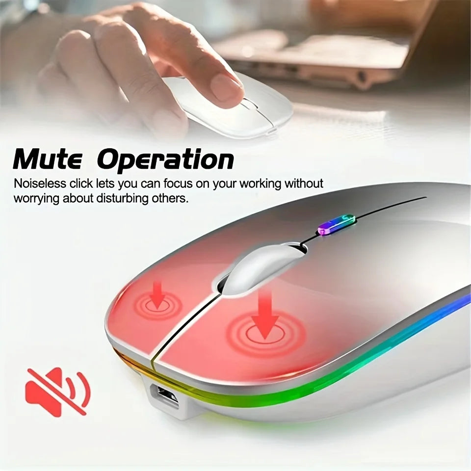 Wireless Bluetooth Mouse 2.4G Dual Modes Rechargeable Mice RGB Ergonomic Silent Click Mouse For PC Computer iPad Laptops 3600DPI
