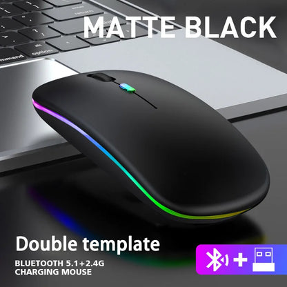 Wireless Bluetooth Mouse 2.4G Dual Modes Rechargeable Mice RGB Ergonomic Silent Click Mouse For PC Computer iPad Laptops 3600DPI