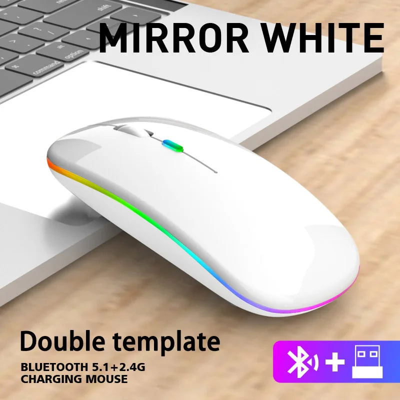 Wireless Bluetooth Mouse 2.4G Dual Modes Rechargeable Mice RGB Ergonomic Silent Click Mouse For PC Computer iPad Laptops 3600DPI