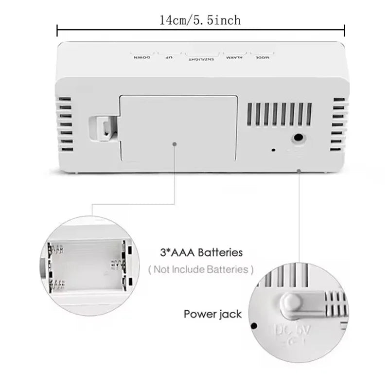 Mirror LED Digital Alarm Clock with Temperature Display and Smart Night Light for Bedroom, Makeup Vanity and Office Use