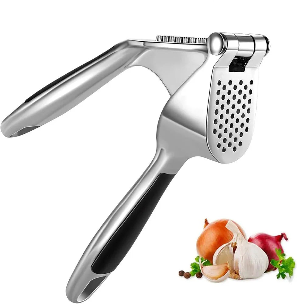 1pcs Garlic Press Easy to Squeeze and Clean with Soft Easy Squeeze Ergonomic Handle Zinc Alloy Garlic Mincer & Crusher