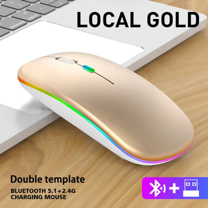 Wireless Bluetooth Mouse 2.4G Dual Modes Rechargeable Mice RGB Ergonomic Silent Click Mouse For PC Computer iPad Laptops 3600DPI
