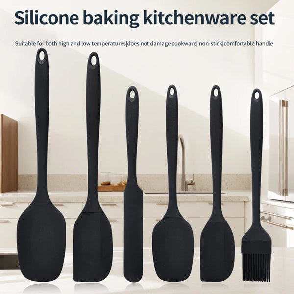 Silicone Kitchenware 6-Piece Set, Cream Scraper, Spatula, Oil Brush, Size Scraper Set Baking Tool, Non-Integrated Hand