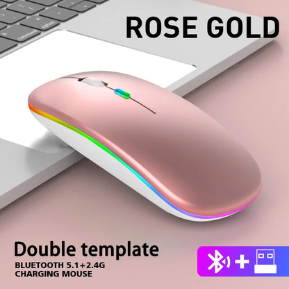 Wireless Bluetooth Mouse 2.4G Dual Modes Rechargeable Mice RGB Ergonomic Silent Click Mouse For PC Computer iPad Laptops 3600DPI