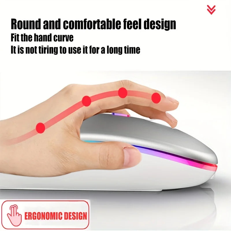 Wireless Bluetooth Mouse 2.4G Dual Modes Rechargeable Mice RGB Ergonomic Silent Click Mouse For PC Computer iPad Laptops 3600DPI