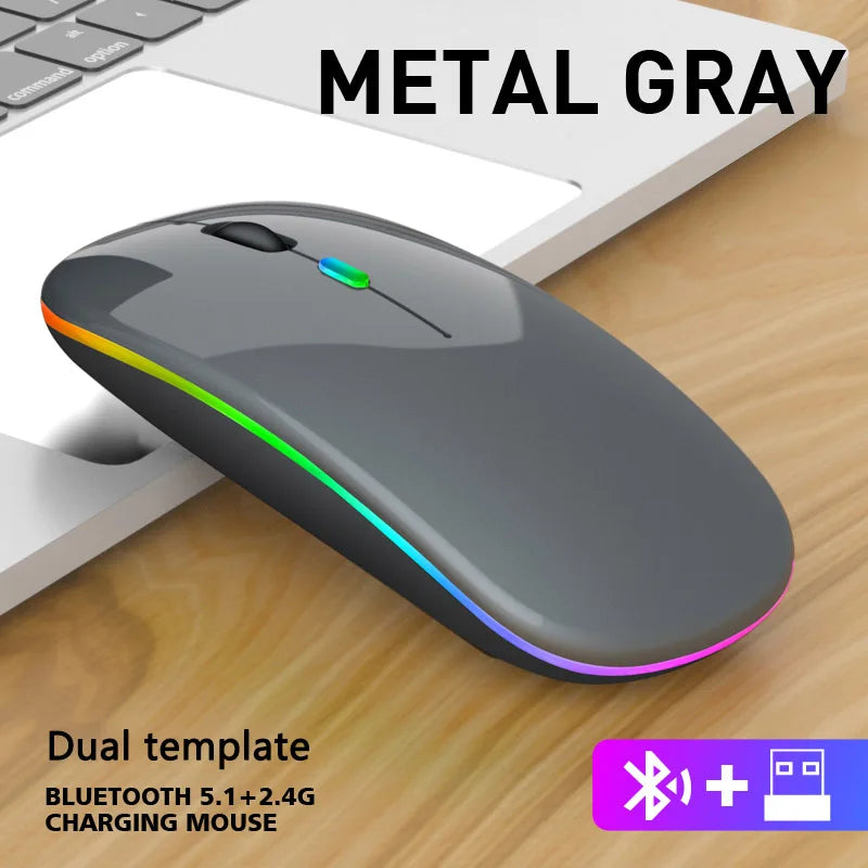 Wireless Bluetooth Mouse 2.4G Dual Modes Rechargeable Mice RGB Ergonomic Silent Click Mouse For PC Computer iPad Laptops 3600DPI