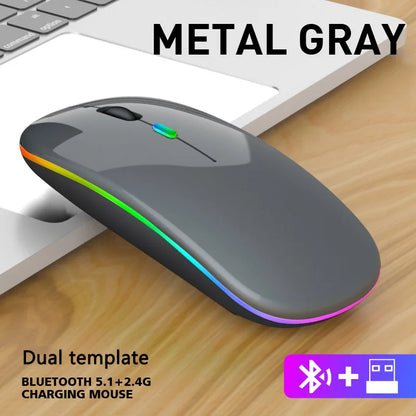 Wireless Bluetooth Mouse 2.4G Dual Modes Rechargeable Mice RGB Ergonomic Silent Click Mouse For PC Computer iPad Laptops 3600DPI