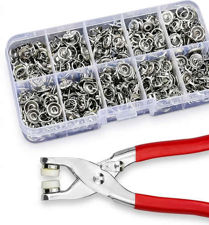200pcs 12mm Ring Prong Snap Button Kit with Fastener Plier Tool