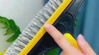 2-in-1 Floor Scrub Brush with Squeegee | Long Handle Cleaning Brush