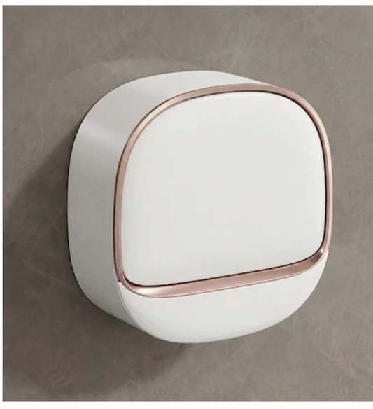"Elegant Draining Soap Box - Rose Gold & White Wall-Mount Holder with Dropdown Tray"